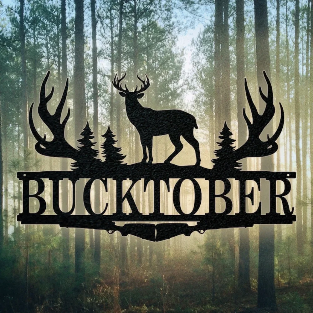 Outdoor Hunting Names - Buck Antler Split Monogram Sign Hunting