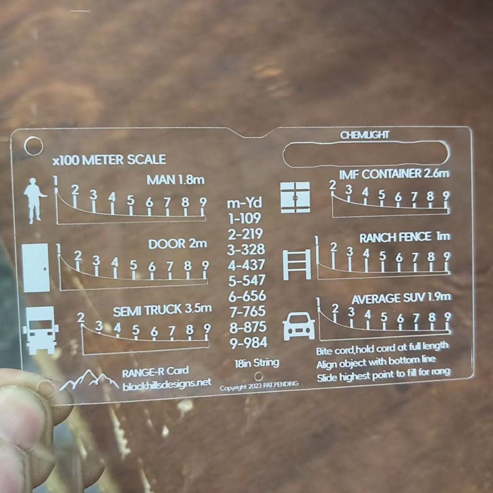 Hunting Outdoors Card - Acrylic Durable Range Finder Card Hunting