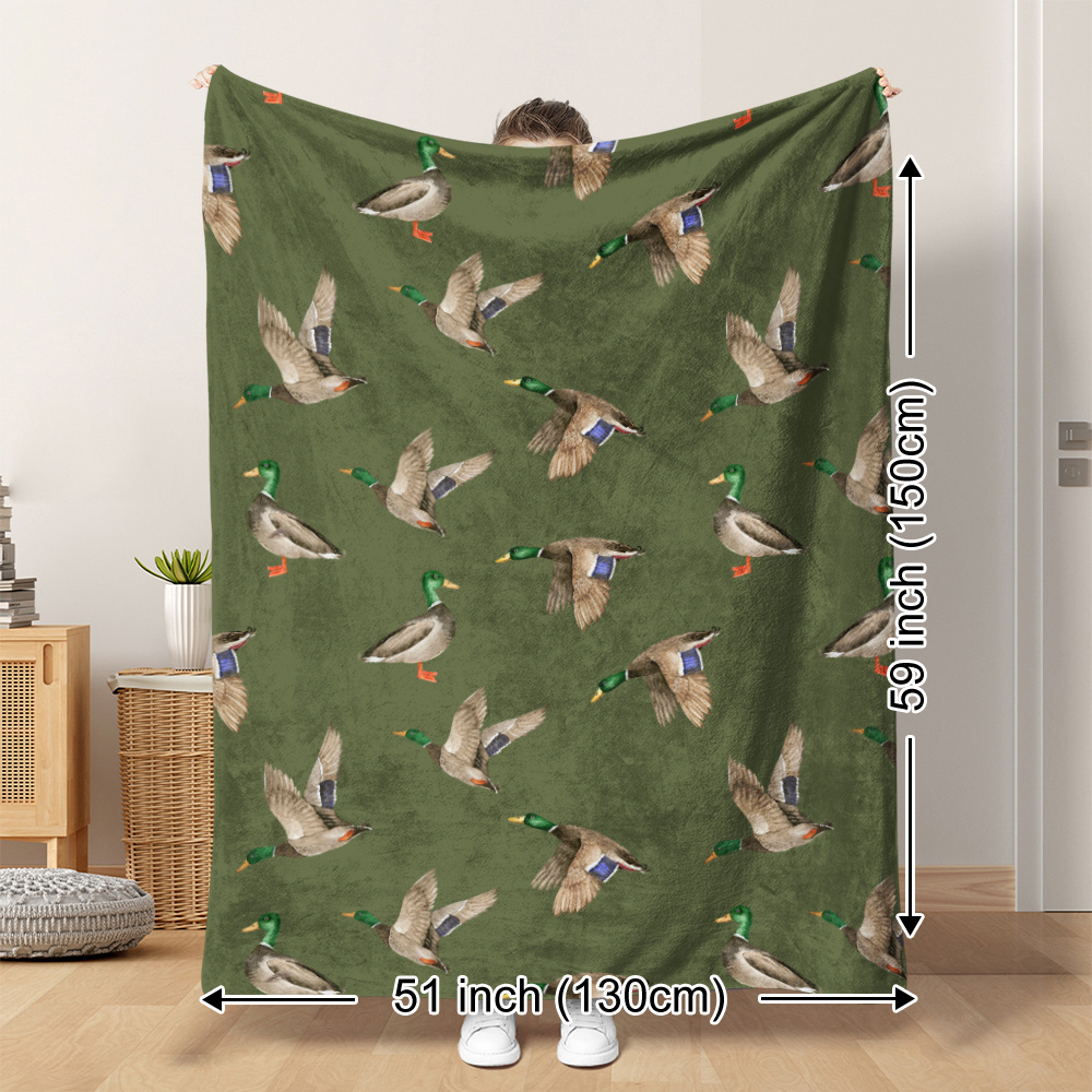 Hunting Outdoor Decor - Mallard Duck Fleece Blanket Hunting Outdoor