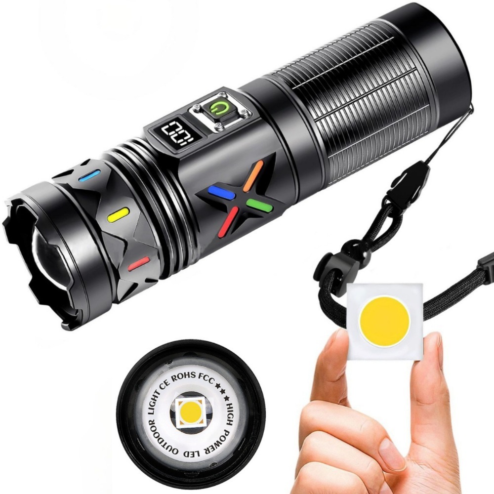 Tactical Flashlight Rechargeable - High Power LED Flashlight Telescopic Zoom