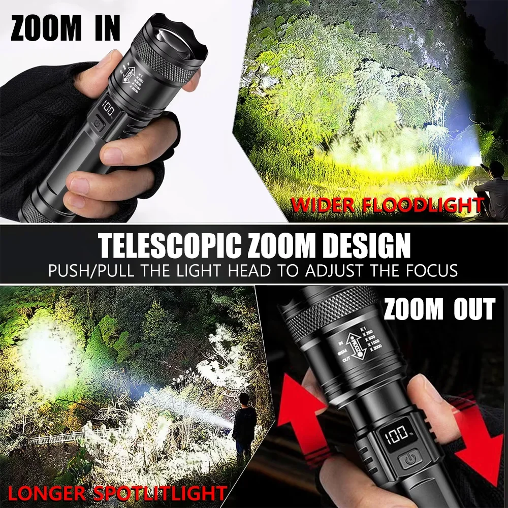 100000LM Super Bright Flashlig - огляд і ціна Tactical Flashlight Rechargeable