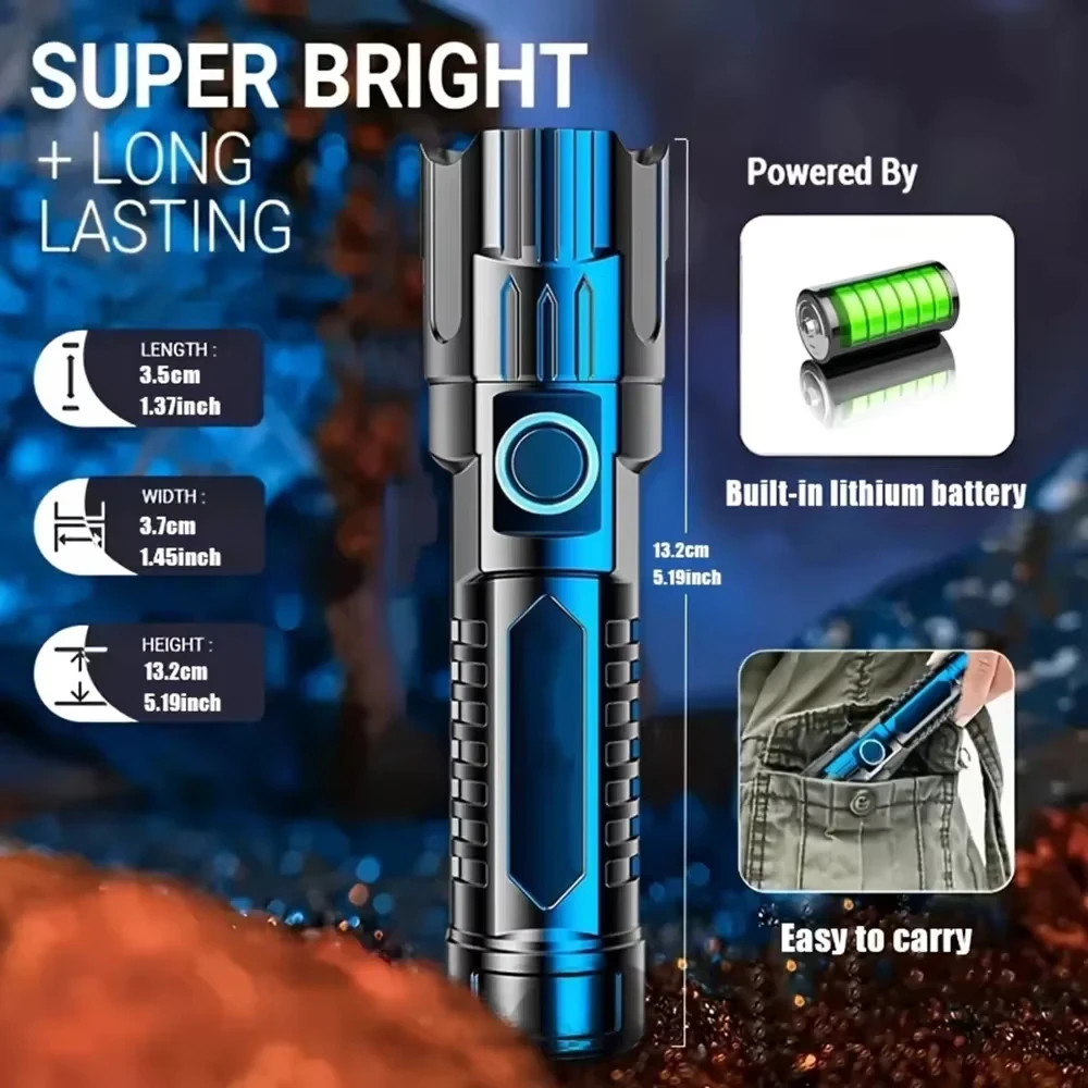 Tactical LED Flashlight 2000LM - огляд і ціна Tactical Flashlight Rechargeable