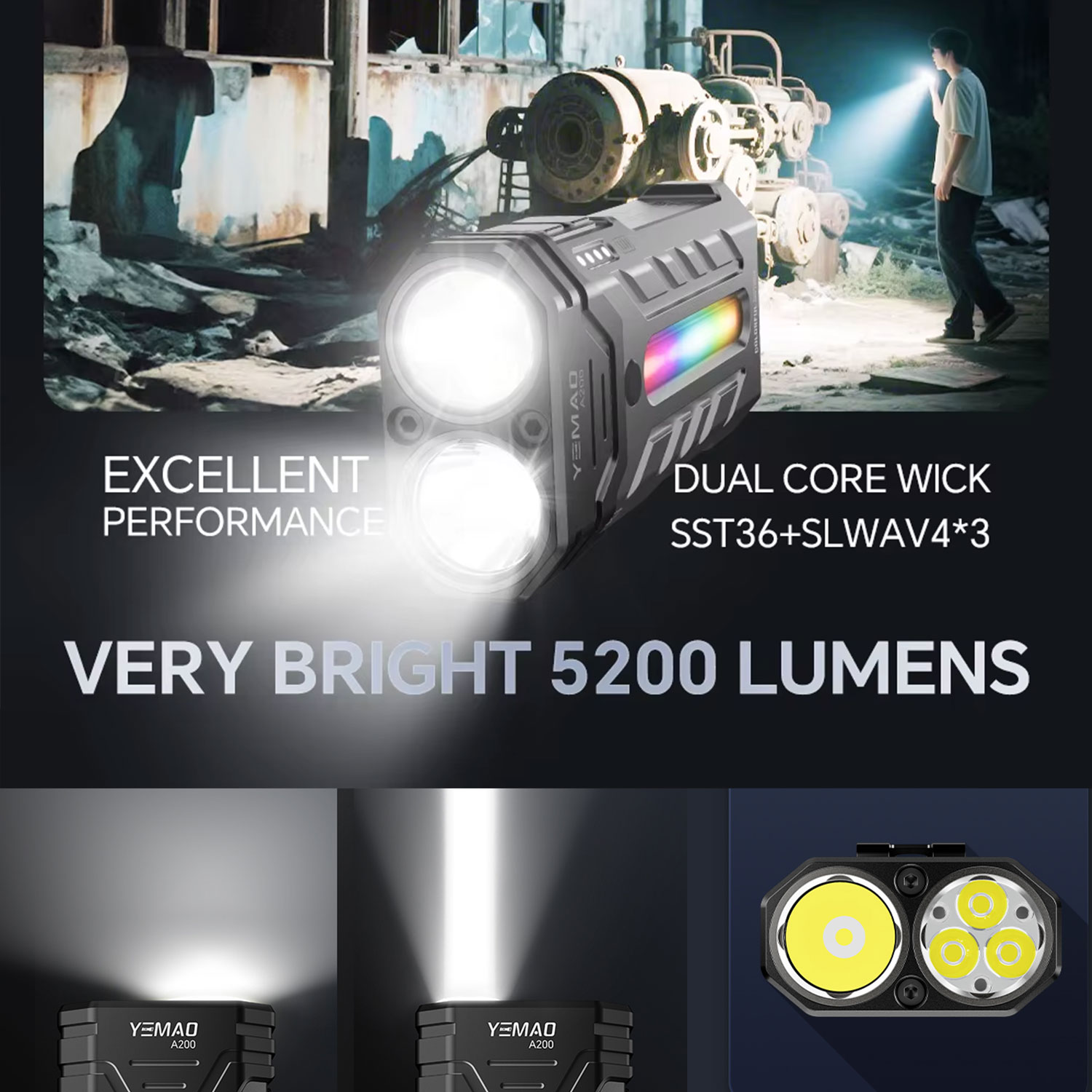 5200LM Innovative Multifunctio - огляд і ціна Tactical Flashlight Rechargeable
