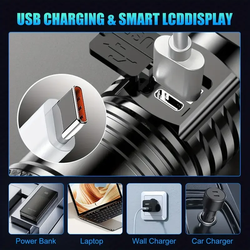 Tactical LED Flashlight 2000LM - огляд і ціна Tactical Flashlight Rechargeable
